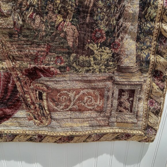 Tapestries Ltd Verdure au Chateau Wall Tapestry Balcony Scene Floral Terrace - Picture 5 of 13